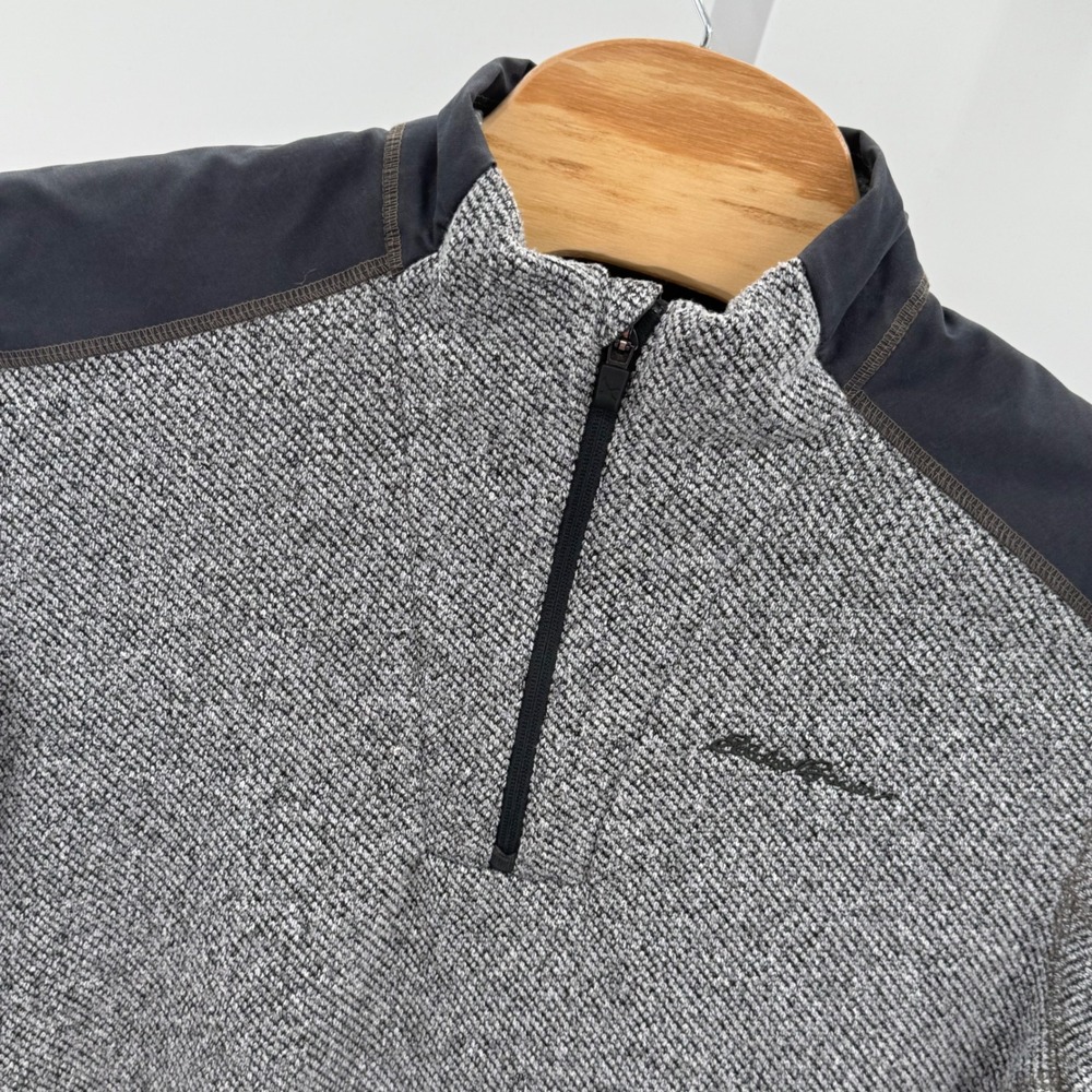 Eddie Bauer Pullover Sweater 1/4‎ Zip Fleece Outdoor Gray Mens L